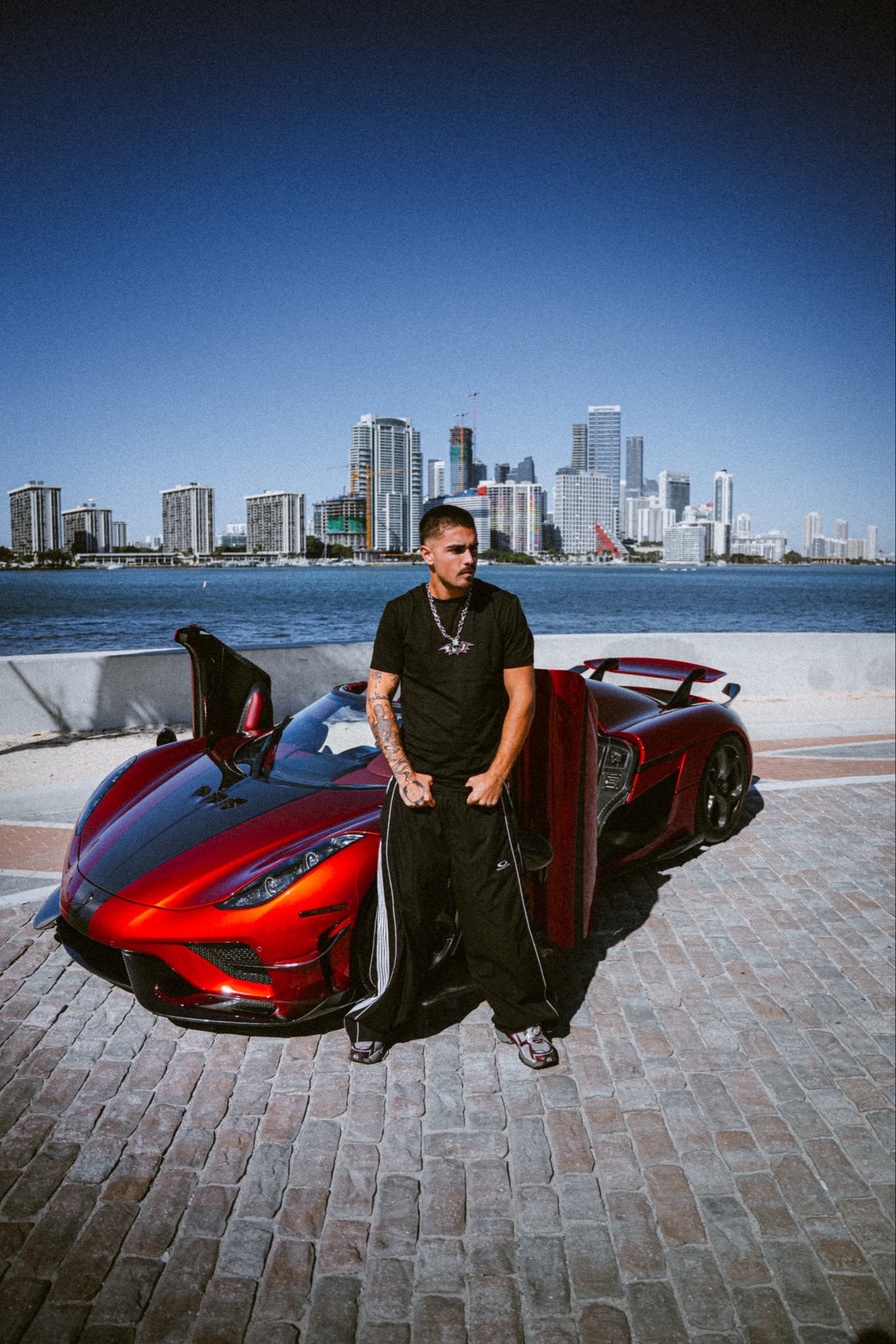 TJR with red Koenigsegg in Miami